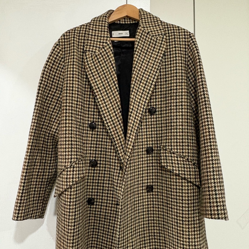 Mango Black and Tan Houndstooth Coat
